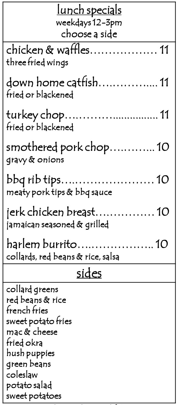 MENUS Cornbread Soulfood